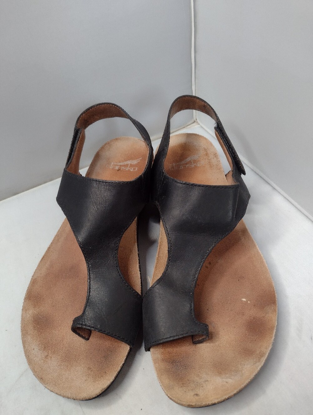 Dansko Reece Women's Sandals Black Leather 38 Toe Ring Comfort Minimalist JJ